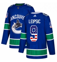 Mens Adidas Vancouver Canucks 9 Brendan Leipsic Authentic Blue USA Flag Fashion NHL Jersey 