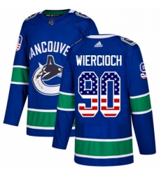 Mens Adidas Vancouver Canucks 90 Patrick Wiercioch Authentic Blue USA Flag Fashion NHL Jersey 