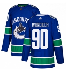 Mens Adidas Vancouver Canucks 90 Patrick Wiercioch Premier Blue Home NHL Jersey 