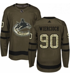 Mens Adidas Vancouver Canucks 90 Patrick Wiercioch Premier Green Salute to Service NHL Jersey 