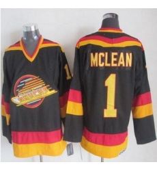 Vancouver Canucks #1 Kirk Mclean Black Gold CCM Throwback Stitched NHL Jersey