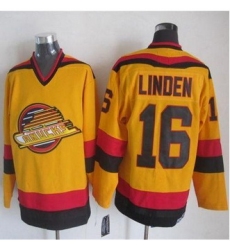 Vancouver Canucks #16 Trevor Linden Gold CCM Throwback Stitched NHL Jersey
