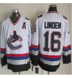 Vancouver Canucks #16 Trevor Linden White Black CCM Throwback Stitched NHL Jersey