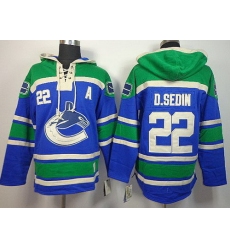 Vancouver Canucks 22 D.Sedin Blue Lace-Up NHL Jersey Hoodies