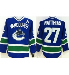 Vancouver Canucks #27 Shawn Matthias Blue Stitched Jersey