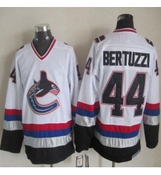 Vancouver Canucks #44 Todd Bertuzzi White Black CCM Throwback Stitched NHL Jersey