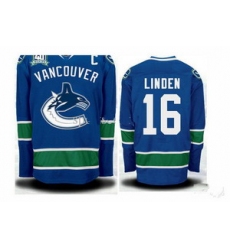 Vancouver Canucks Jersey 16 Linden Blue Ice Hockey Jerseys