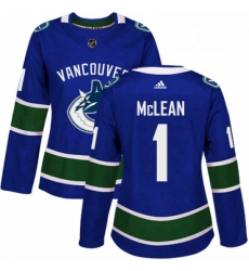 Womens Adidas Vancouver Canucks 1 Kirk Mclean Authentic Blue Home NHL Jersey 