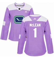 Womens Adidas Vancouver Canucks 1 Kirk Mclean Authentic Purple Fights Cancer Practice NHL Jersey 
