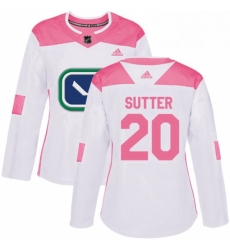 Womens Adidas Vancouver Canucks 20 Brandon Sutter Authentic WhitePink Fashion NHL Jersey 