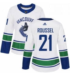 Womens Adidas Vancouver Canucks 21 Antoine Roussel Authentic White Away NHL Jersey 