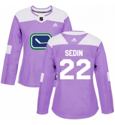 Womens Adidas Vancouver Canucks 22 Daniel Sedin Authentic Purple Fights Cancer Practice NHL Jersey 