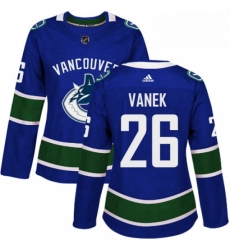 Womens Adidas Vancouver Canucks 26 Thomas Vanek Authentic Blue Home NHL Jersey 