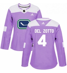 Womens Adidas Vancouver Canucks 4 Michael Del Zotto Authentic Purple Fights Cancer Practice NHL Jersey 