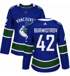 Womens Adidas Vancouver Canucks 42 Alex Burmistrov Authentic Blue Home NHL Jersey 