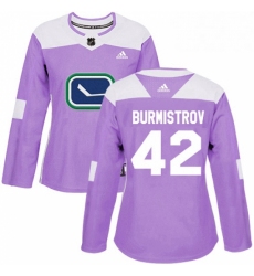 Womens Adidas Vancouver Canucks 42 Alex Burmistrov Authentic Purple Fights Cancer Practice NHL Jersey 