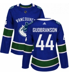 Womens Adidas Vancouver Canucks 44 Erik Gudbranson Authentic Blue Home NHL Jersey 