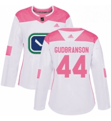 Womens Adidas Vancouver Canucks 44 Erik Gudbranson Authentic WhitePink Fashion NHL Jersey 