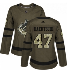 Womens Adidas Vancouver Canucks 47 Sven Baertschi Authentic Green Salute to Service NHL Jersey 