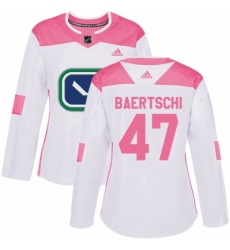 Womens Adidas Vancouver Canucks 47 Sven Baertschi Authentic WhitePink Fashion NHL Jersey 