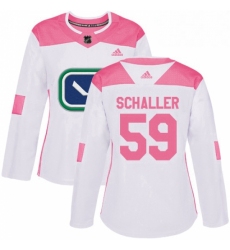 Womens Adidas Vancouver Canucks 59 Tim Schaller Authentic White Pink Fashion NHL Jersey 