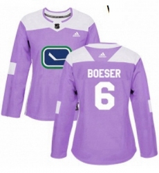 Womens Adidas Vancouver Canucks 6 Brock Boeser Authentic Purple Fights Cancer Practice NHL Jersey 