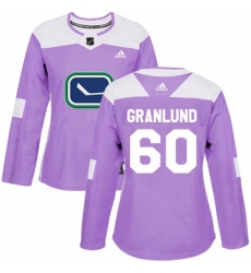 Womens Adidas Vancouver Canucks 60 Markus Granlund Authentic Purple Fights Cancer Practice NHL Jersey 