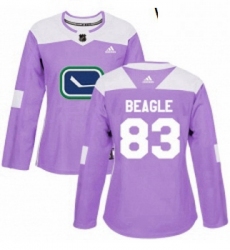 Womens Adidas Vancouver Canucks 83 Jay Beagle Authentic Purple Fights Cancer Practice NHL Jersey 