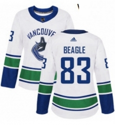 Womens Adidas Vancouver Canucks 83 Jay Beagle Authentic White Away NHL Jersey 