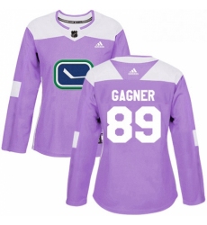Womens Adidas Vancouver Canucks 89 Sam Gagner Authentic Purple Fights Cancer Practice NHL Jersey 
