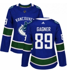 Womens Adidas Vancouver Canucks 89 Sam Gagner Premier Blue Home NHL Jersey 