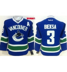 Womens Vancouver Canucks #3 Kevin Bieksa Blue Home Stitched NHL Jersey