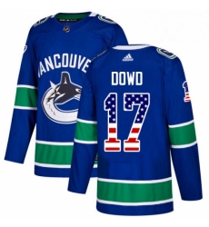 Youth Adidas Vancouver Canucks 17 Nic Dowd Authentic Blue USA Flag Fashion NHL Jersey 