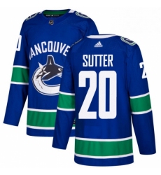 Youth Adidas Vancouver Canucks 20 Brandon Sutter Premier Blue Home NHL Jersey 