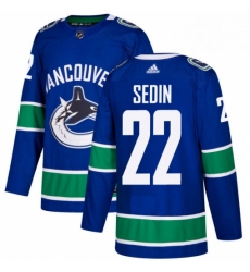 Youth Adidas Vancouver Canucks 22 Daniel Sedin Authentic Blue Home NHL Jersey 
