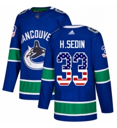 Youth Adidas Vancouver Canucks 33 Henrik Sedin Authentic Blue USA Flag Fashion NHL Jersey 