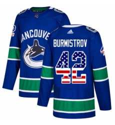 Youth Adidas Vancouver Canucks 42 Alex Burmistrov Authentic Blue USA Flag Fashion NHL Jersey 
