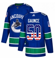 Youth Adidas Vancouver Canucks 50 Brendan Gaunce Authentic Blue USA Flag Fashion NHL Jersey 