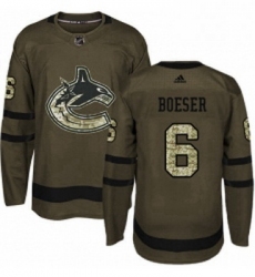 Youth Adidas Vancouver Canucks 6 Brock Boeser Authentic Green Salute to Service NHL Jersey 