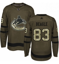 Youth Adidas Vancouver Canucks 83 Jay Beagle Premier Green Salute to Service NHL Jersey 