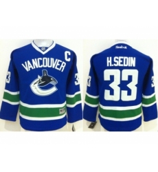Youth NHL Vancouver Canucks #33 H.SEDIN Blue Jerseys