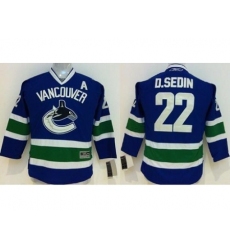Kids Vancouver Canucks #22 Daniel Sedin Blue NHL Jersey