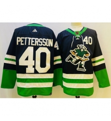 Youth Vancouver Canucks 40 Elias Pettersson Navy 2022 Reverse Retro Stitched Jersey