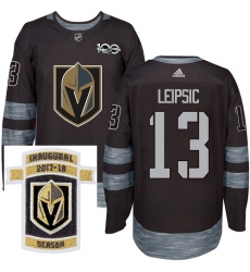 Adidas Golden Knights #13 Brendan Leipsic Black 1917 2017 100th Anniversary Stitched NHL Inaugural Season Patch Jersey