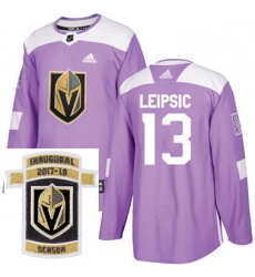 Adidas Golden Knights #13 Brendan Leipsic Purple Authentic Fights Cancer Stitched NHL Inaugural Season Patch Jersey