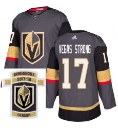 Adidas Golden Knights #17 Vegas Strong Grey Home Authentic Stitched NHL Inaugural Season Patch Jersey