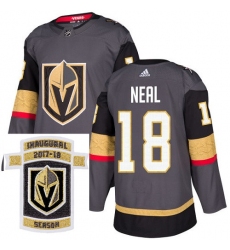 Adidas Golden Knights #18 James Neal Grey Home Authentic Stitched NHL Inaugural Season Patch Jersey