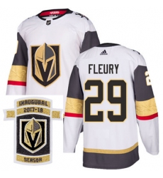 Adidas Golden Knights #29 Marc Andre Fleury White Road Authentic Stitched NHL Inaugural Season Patch Jersey