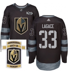 Adidas Golden Knights #33 Maxime Lagace Black 1917 2017 100th Anniversary Stitched NHL Inaugural Season Patch Jersey