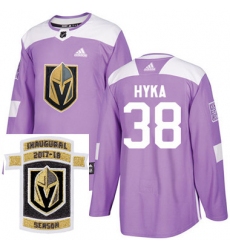 Adidas Golden Knights #38 Tomas Hyka Purple Authentic Fights Cancer Stitched NHL Inaugural Season Patch Jersey